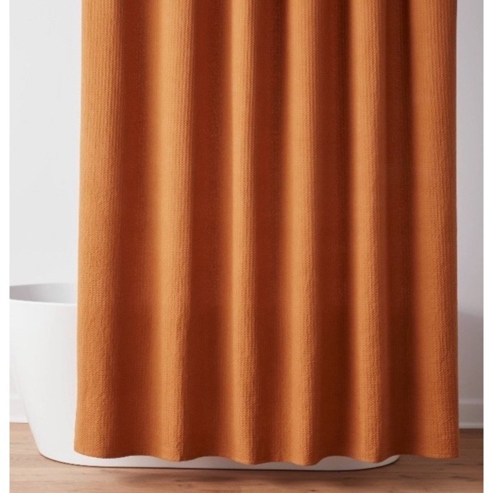 Threshold Relaxed Waffle Weave Shower Curtain - Caramel